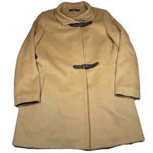 Lauren Ralph Lauren Overcoat Women's 16 Tan Camel Wool Blue Blend‎ Snaps GUC